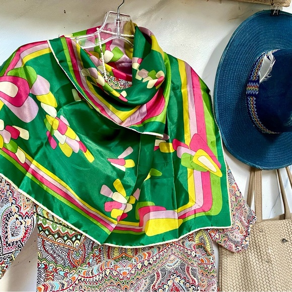 MADE IN JAPAN scarf/wrap w retro YTK midcentury boho vibe - Picture 6 of 16